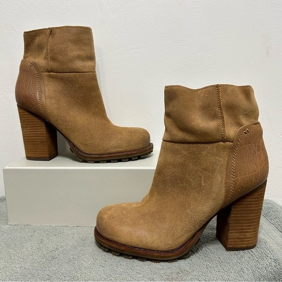 Sam Edelman Leather Suede Franklin Chunky Heel Ankle Boots Size 9.5 - Picture 1 of 15